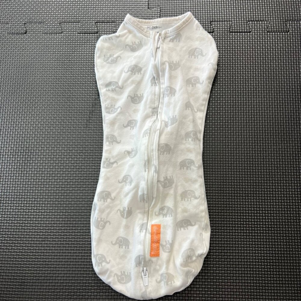 SwaddleMe Elephant Print Newborn Swaddle Blanket With Zipper Closure 93% Cotton